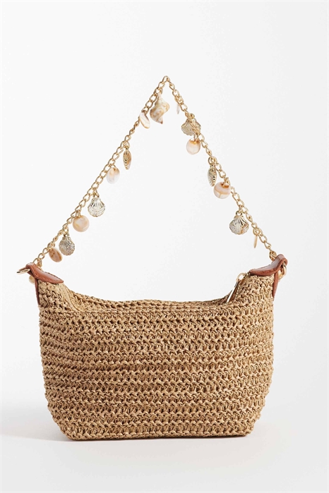 Сумка через плечо из соломы, связанная крючком, с ремешком с подвеской в виде ракушки артикул 153749139