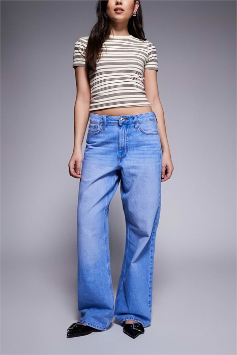 Джинсы с прямыми брючинами свободного кроя артикул 155536263