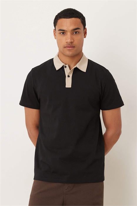 Тяжелая рубашка-поло с контрастным воротником черного цвета артикул 151671922