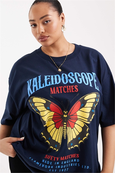 ASOS DESIGN: Оверсайз-футболка Curve с принтом «Калейдоскоп» артикул 153365884