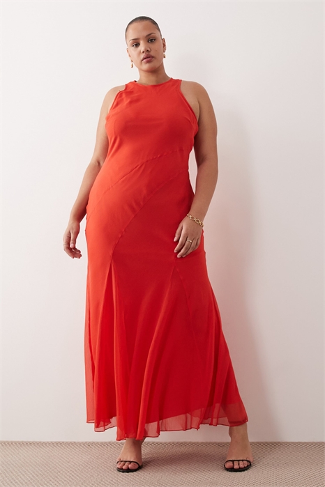 ASOS DESIGN: макси-платье для полных с косой горловиной и годе-подолом артикул 154080903