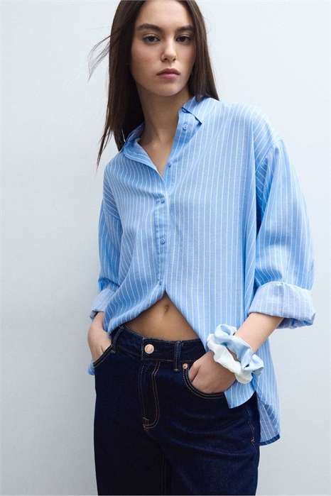 Рубашка с эффектом льна артикул 156027069