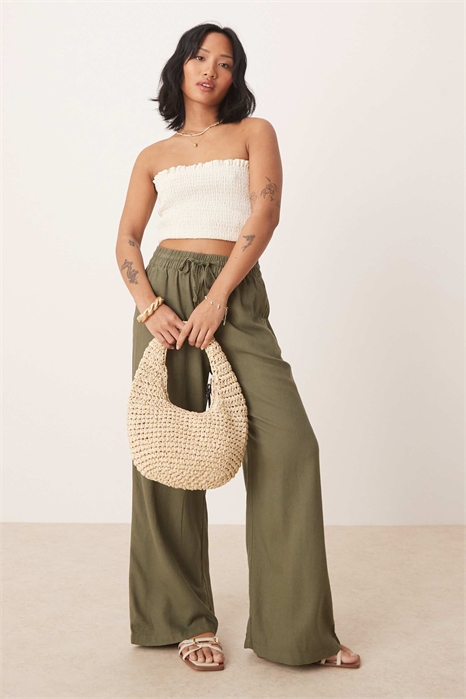 Брюки из льна с широкими брючинами артикул 139105152