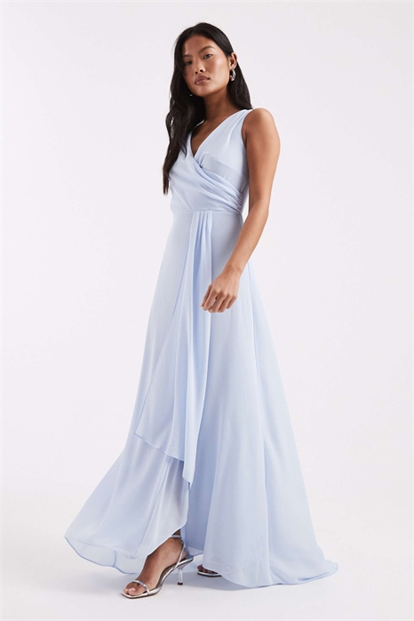 Макси-платье с драпировкой и шифоновым топом-халатом для подружки невесты артикул 153113529