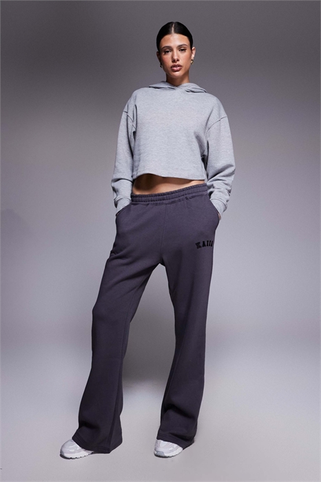 Широкие джоггеры из смешанной ткани с высоким поясом и вышитым логотипом артикул 142045639