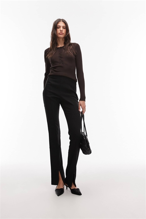 Высокие брюки-скинни с зауженным кроем и застежкой-молнией спереди артикул 149321596