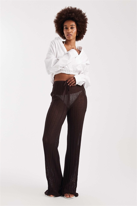 ASOS DESIGN — длинные пляжные брюки из трикотажа с узором «пойнтелл» артикул 151995871