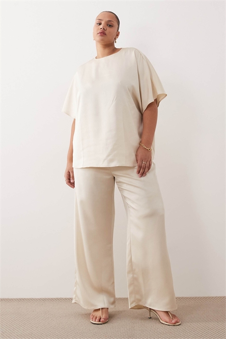 Брюки из атласа с широкими брючинами и завязкой на талии co-ord артикул 153577194