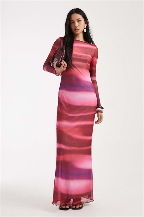 Макси-платье с длинными рукавами из сетчатой ткани артикул 153084283