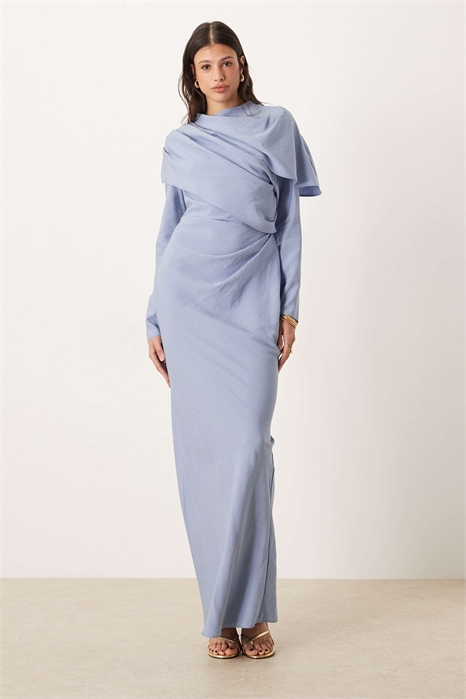 ASOS DESIGN Макси-платье с высоким воротником и драпированным лифом для высоких артикул 149661664