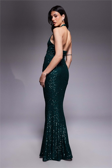 ASOS DESIGN — Макси-платье с глубоким вырезом и пайетками по всей поверхности для высоких девушек артикул 150150543