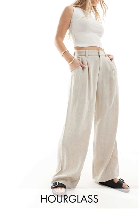 Брюки с прямыми брючинами и льняной вставкой от Hourglass артикул 145391357