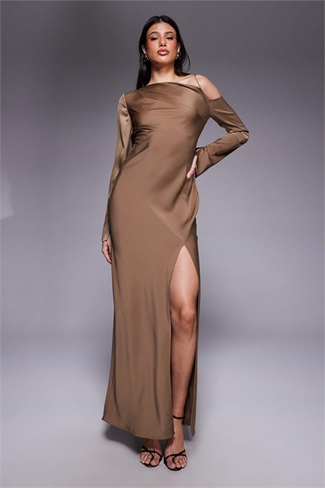 ASOS DESIGN: Платье средней длины с высоким асимметричным вырезом и завязками на спине артикул 152623202