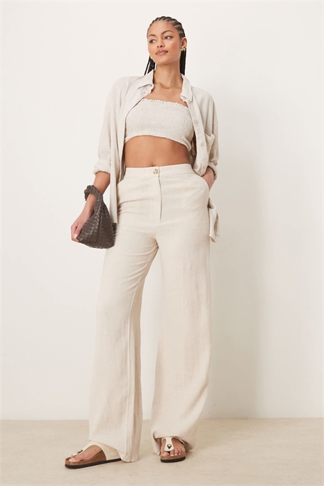 ASOS DESIGN — брюки свободного кроя с прямыми брючинами из льна для высоких артикул 139958196