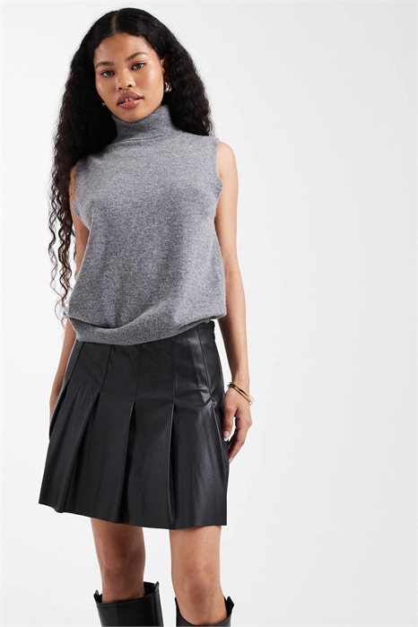 Мини-юбка из полиуретана с плиссировкой артикул 151092307