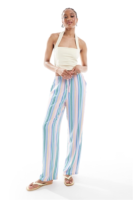 Брюки с широкими брючинами и завязкой на талии артикул 144437522