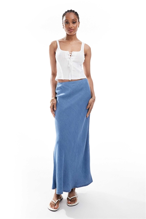 Макси-юбка из шамбре артикул 140661299