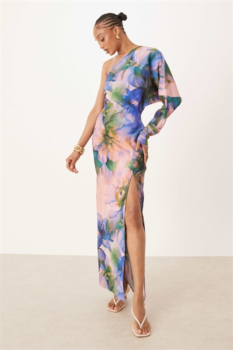 ASOS DESIGN: Платье-миди с драпировкой на одном плече для высоких девушек артикул 147971474