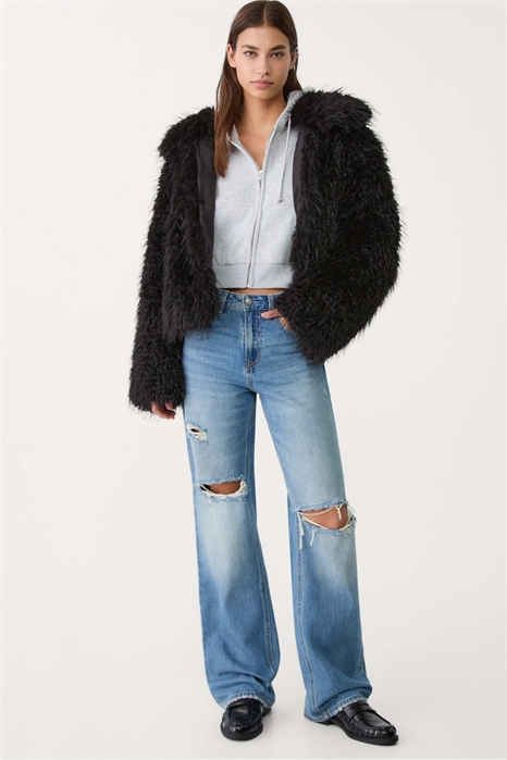 Джинсы D92 с высокой талией, прямым кроем и широкими брючинами артикул 155519085