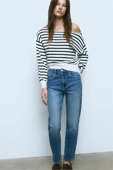 Джинсы высокого пояса d14 с зауженным кроем и комфортной посадкой артикул 154630526