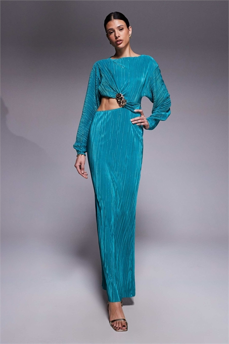 ASOS DESIGN Макси-платье длинного покроя с рукавами-коконами из искусственной кожи и металлическими элементами артикул 150268224