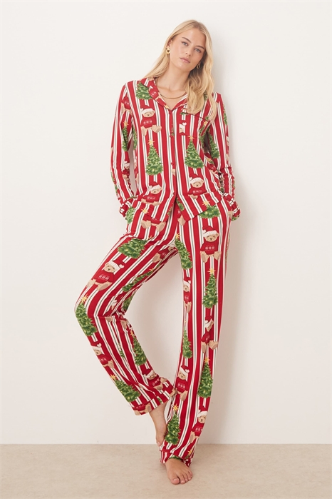 Пижамный комплект «Poly» с длинными рукавами и отложным воротником артикул 143498205