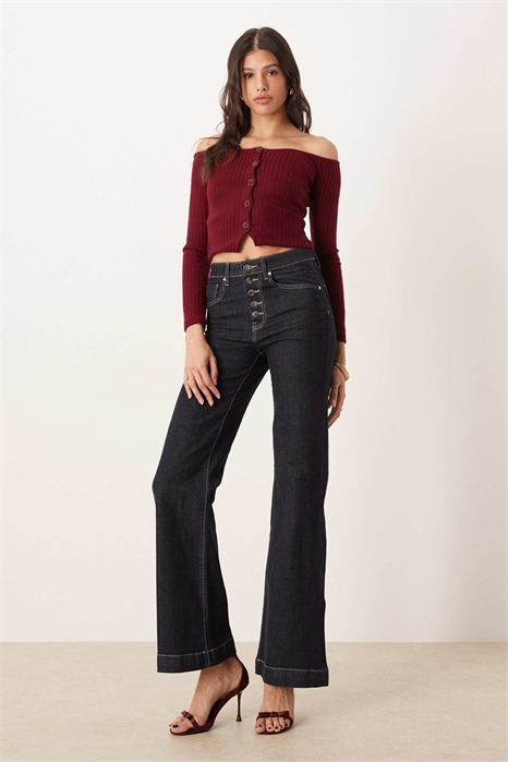 Джинсы-клёш с зауженным низом артикул 149247005