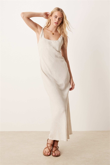 ASOS DESIGN: Макси-платье из льна с косыми бретелями и закрученными концами для высоких девушек артикул 141500745