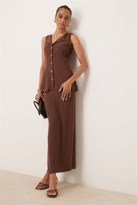Платье средней длины с жилетом из льна от ASOS DESIGN для высоких девушек артикул 141270983