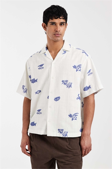 Рубашка свободного кроя с принтом по всей поверхности артикул 156028075