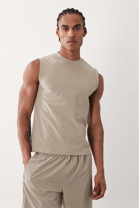 Облегающая майка из хлопка с эффектом усадки и быстросохнущей обработкой артикул 153529328