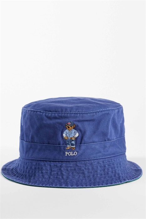 Джинсовая шляпа-котел с вышитым медведем артикул 154151697