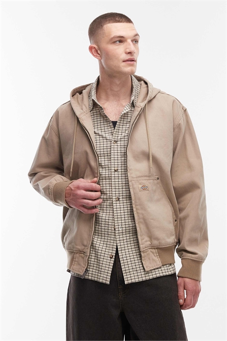 Бомбер из неподкладной парусины с капюшоном артикул 154149152