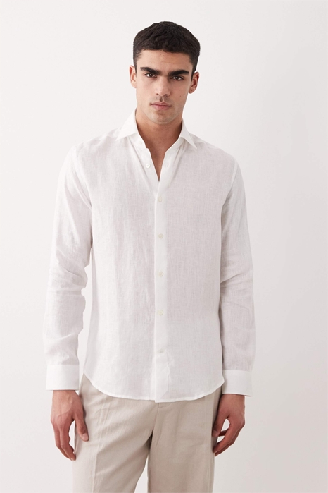 Рубашка свободного кроя из 100% льна артикул 156178228
