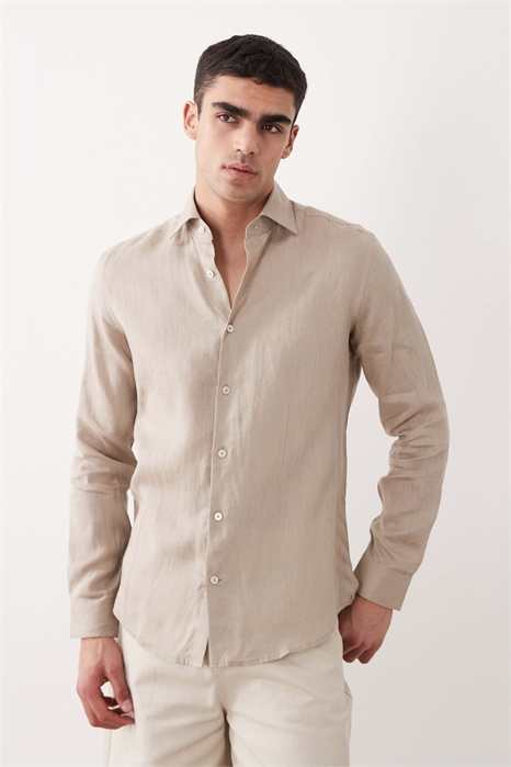 Рубашка свободного кроя из 100% льна артикул 156178248