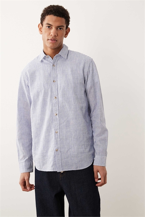 Рубашка с длинными рукавами из смешанного льна артикул 155176125