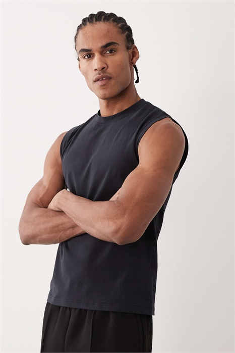 Облегающая майка из хлопка с эффектом усадки и быстросохнущей обработкой артикул 153529337