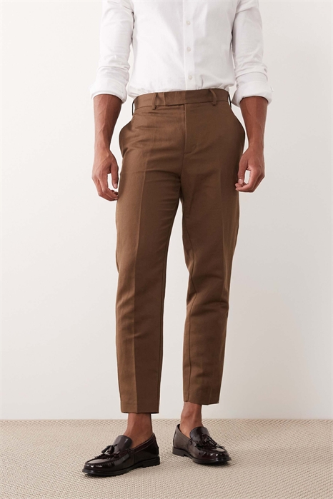 Элегантные брюки из льна с зауженным кроем артикул 153018279