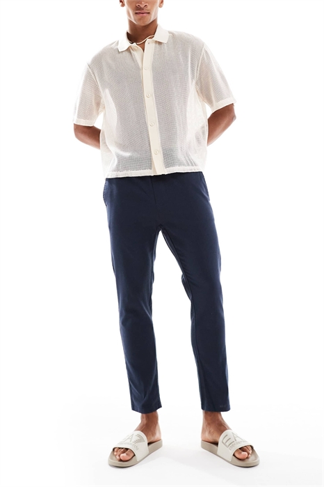 Укороченные брюки из смешанного льна артикул 127108845