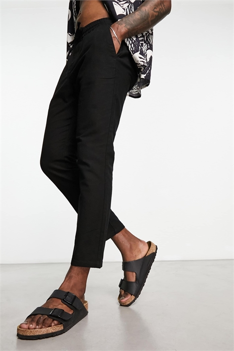 Укороченные брюки из смешанного льна артикул 127108843