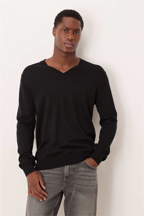 Легкий трикотажный топ с V-образным вырезом из 100% шерсти артикул 154179311