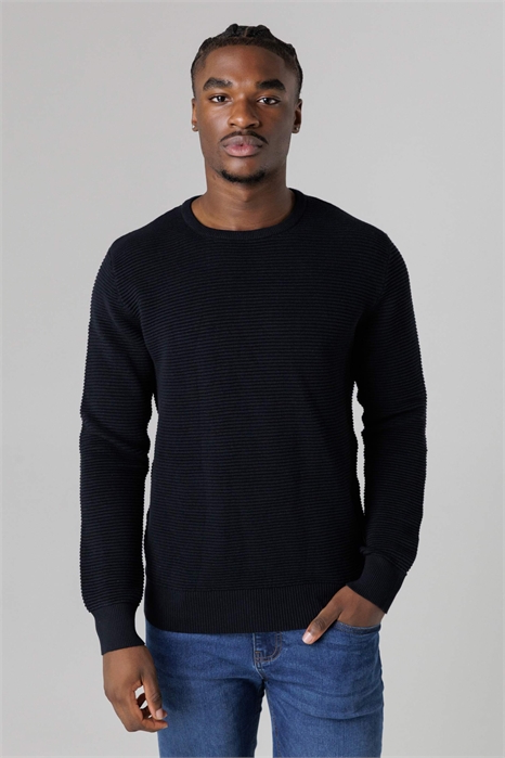 Хлопковый свитер-пуловер с круглым вырезом и полосками артикул 152877781