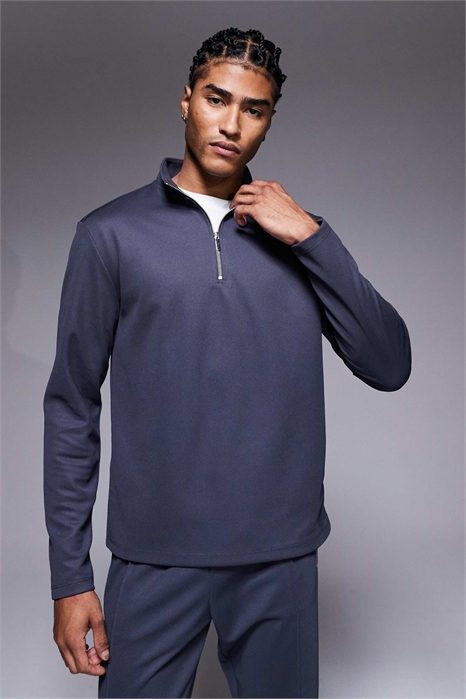 Топ с 1/4-й застежкой-молнией и фактурной отделкой премиум-класса co-ord артикул 150172398