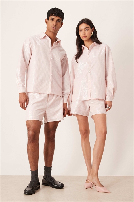 Шорты унисекс Rowan с пайетками и полоской co-ord артикул 153080679