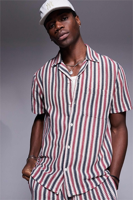 Пляжная рубашка из полосатого трикотажа co-ord артикул 140797284