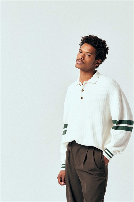 Трикотажная рубашка-поло с длинным рукавом в стиле 90-х артикул 154147636