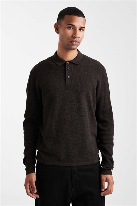 Трикотажная рубашка-поло с длинными рукавами артикул 148489095