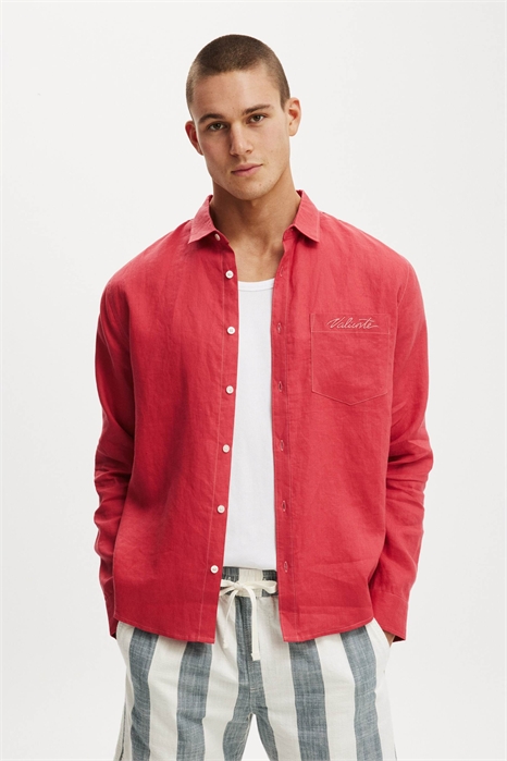 Рубашка из льна с длинными рукавами в непринуждённом стиле артикул 156163564