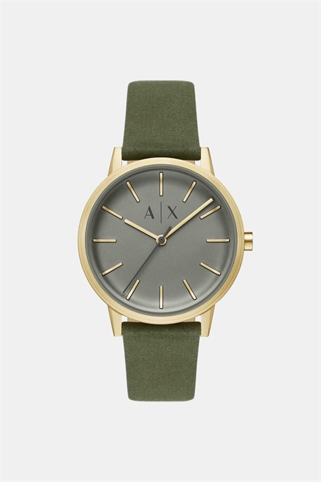 Мужские часы с тремя стрелками из зеленой ткани артикул 154298585