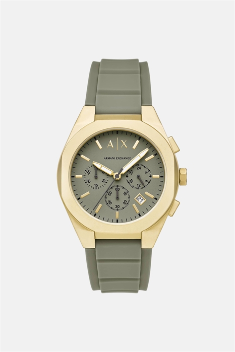 Мужские часы с синхронизированным хронографом и зеленым силиконовым ремешком артикул 154298658